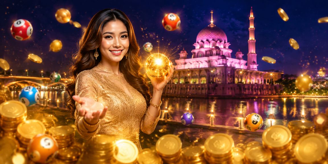 Paparan permainan loteri dan slot menarik berlatarkan Putrajaya di ax3000